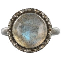 Silber-Cluster-Ring mit Labradorit und Diamanten