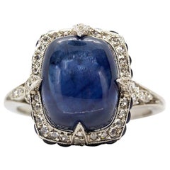 Art Deco Platinum Sapphire and Diamonds Ring
