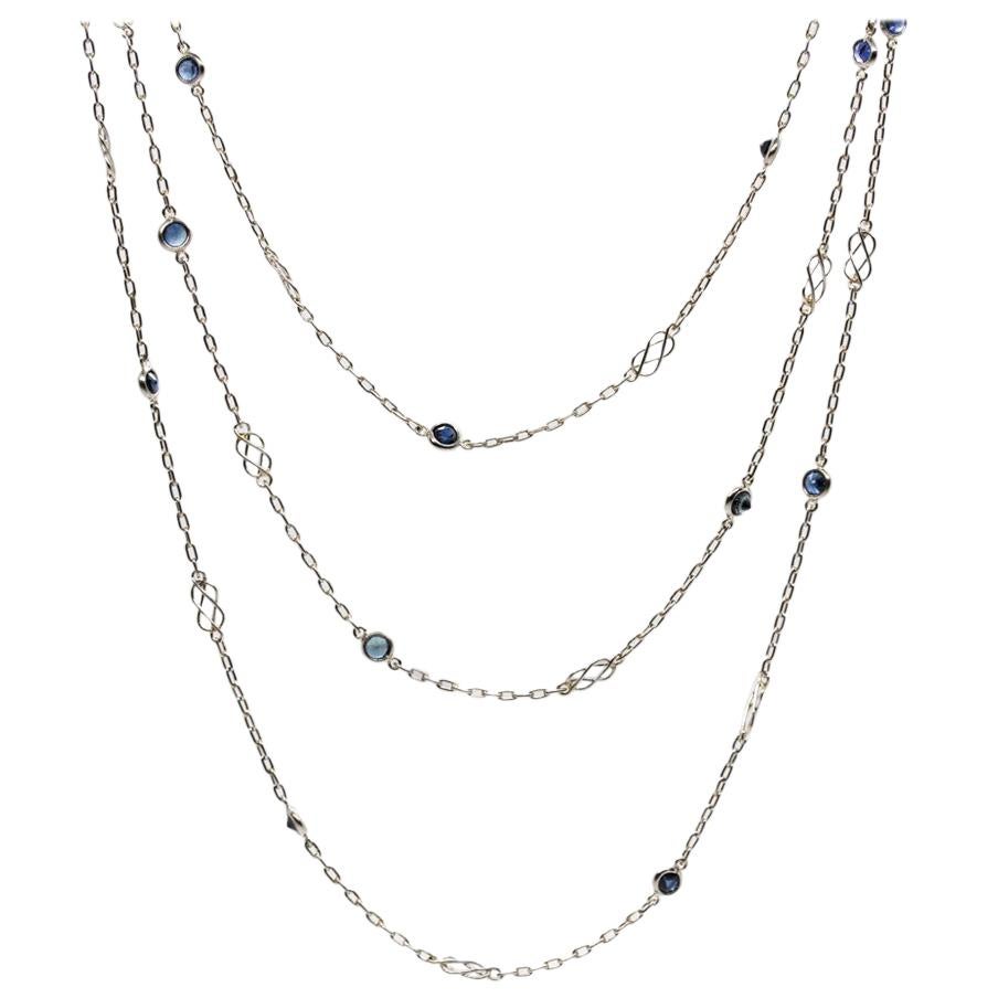 Art Deco Platinum Sapphires Necklace