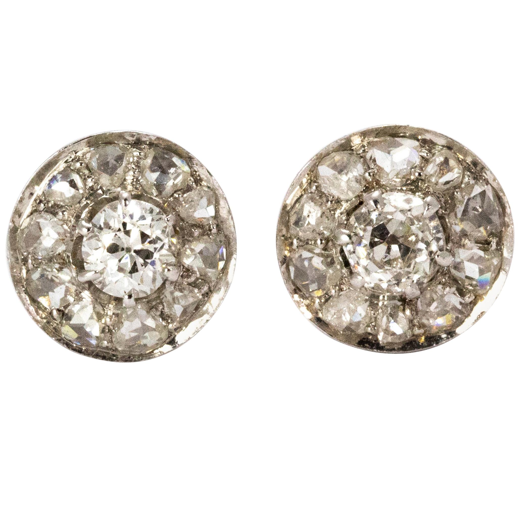 Vintage Diamond Cluster Earrings