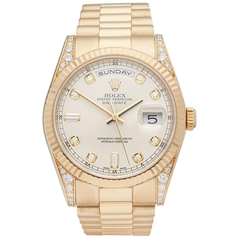 2001 Rolex Day-Date Yellow Gold 118338 Wristwatch