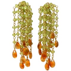 Peridot and Citrine Gold Bead Earrings