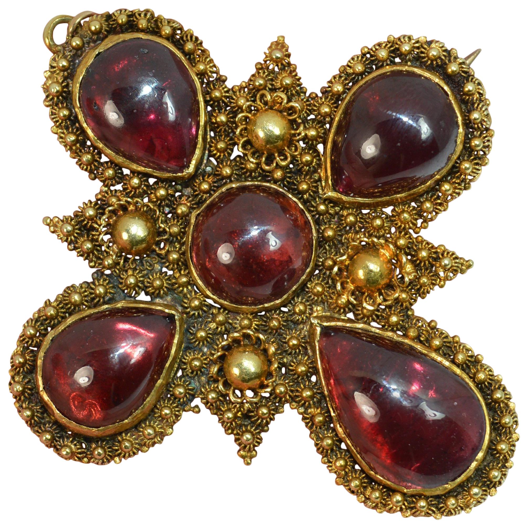 Details about   Stunning 18th Century Silver/Gold & Garnet Closed Back Giardinetti Pin/Brooch 