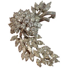 Natural VS 10 Carat Diamond and Platinum Floral Spray Brooch