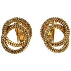 Hermes Vintage Gold Chaine D’Ancre Tresse Earrings