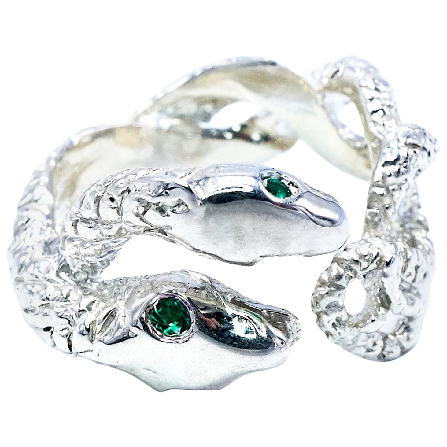 Emerald Snake Ring Sterling Silver J Dauphin For Sale