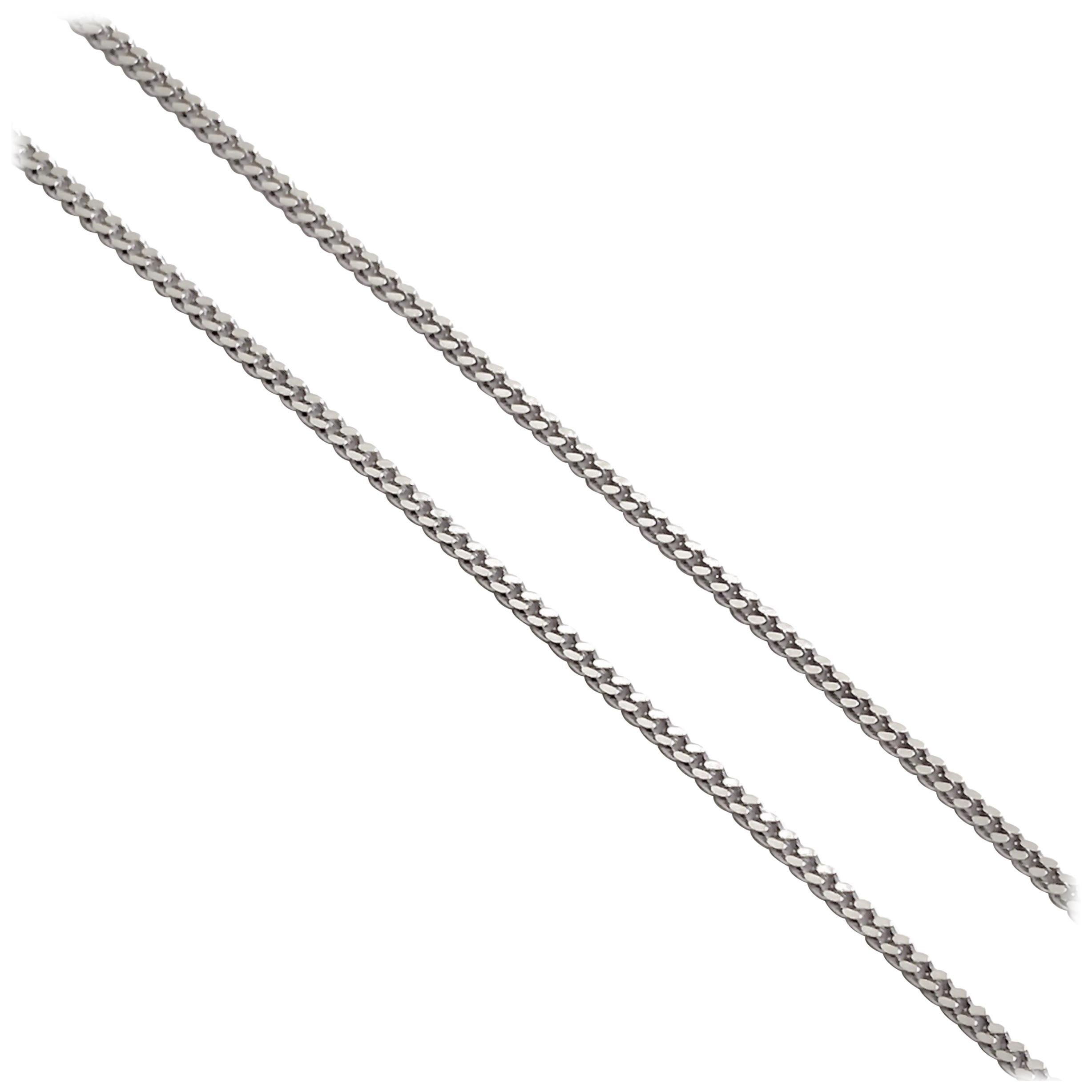 18 Karat Solid White Gold Curb Chain Necklace For Sale