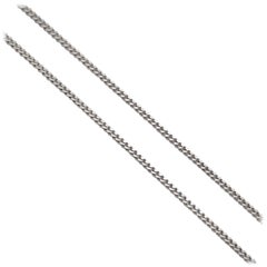 18 Karat Solid White Gold Curb Chain Necklace
