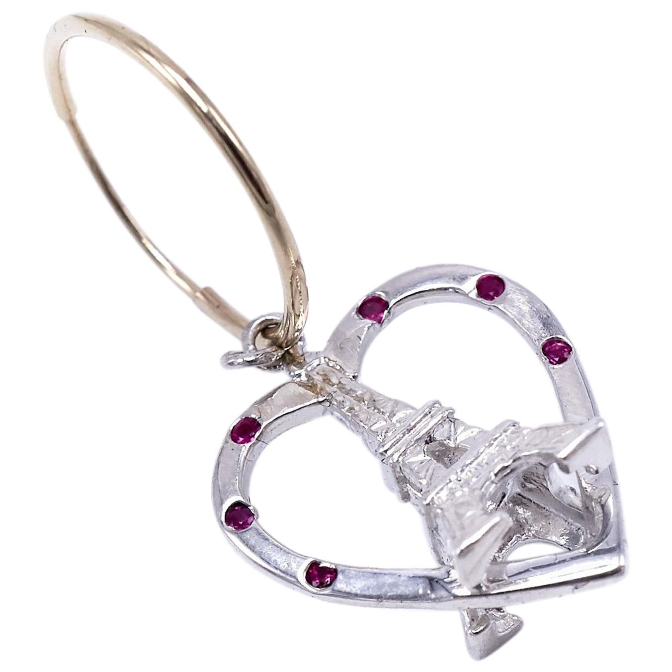 Heart Ruby Earring Eiffel Tower Silver Gold J Dauphin For Sale