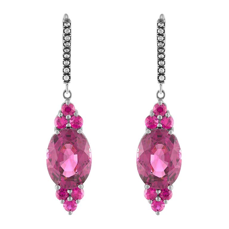 Bella Campbell Campbellian Malayan Pink Garnet and Ruby Earrings with Diamonds