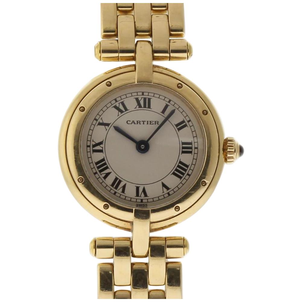 Cartier Panthere Ronde Ladies Yellow Gold Silver Quartz 2 Year Warranty #1821 For Sale