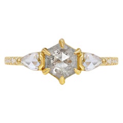 Rachel Boston 18ct Yellow Gold and Hexagon Rose Cut Imperfect Diamond Ring