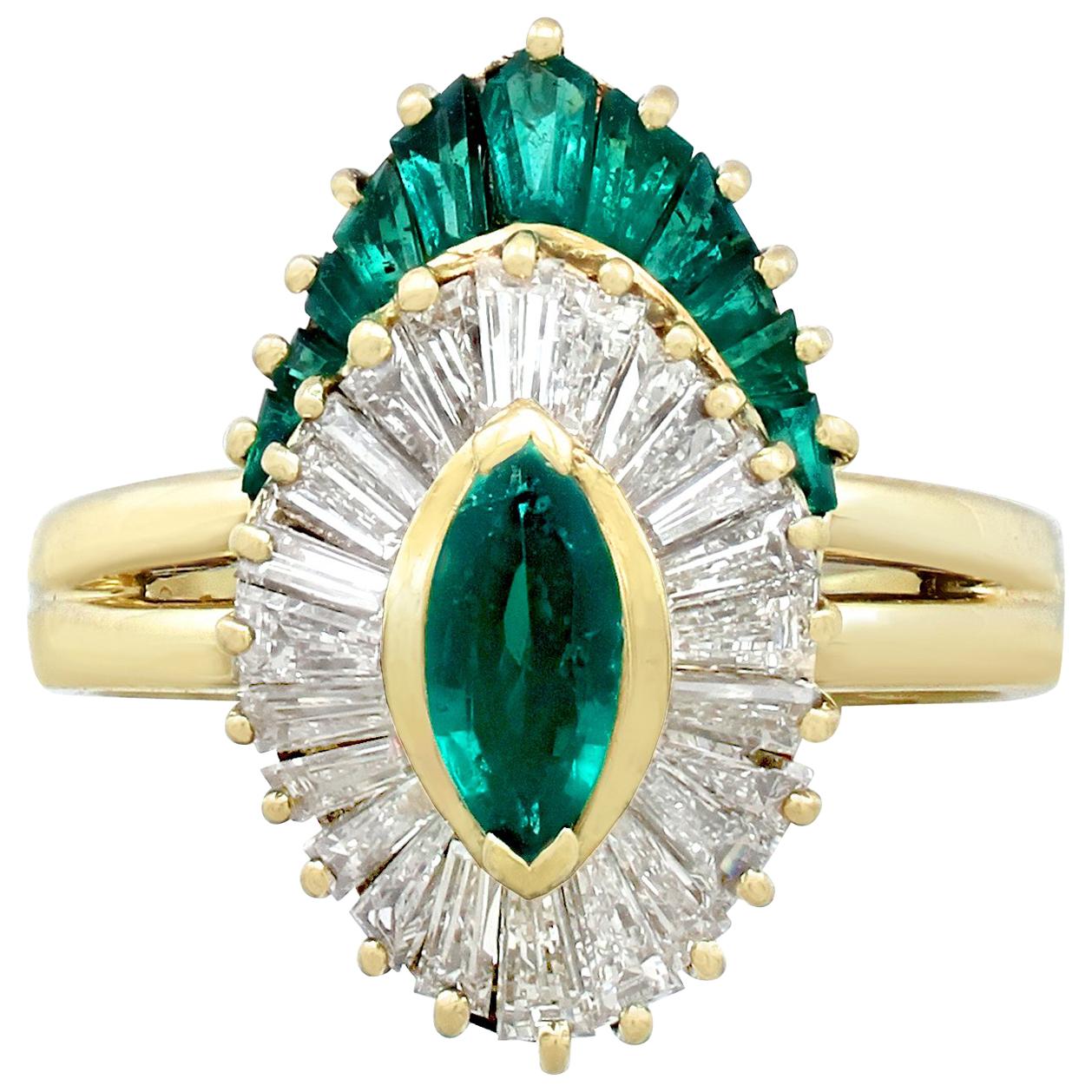 Emerald and Diamond Cocktail Ring in Yellow Gold