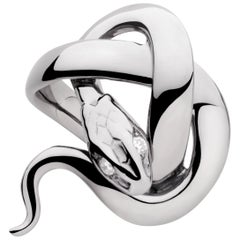 Sylvie Corbelin Signature Snake Ring in Patinated Silver and Diamonds