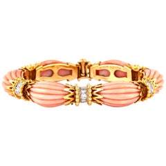 French Van Cleef & Arpels Coral Diamonds Bracelet