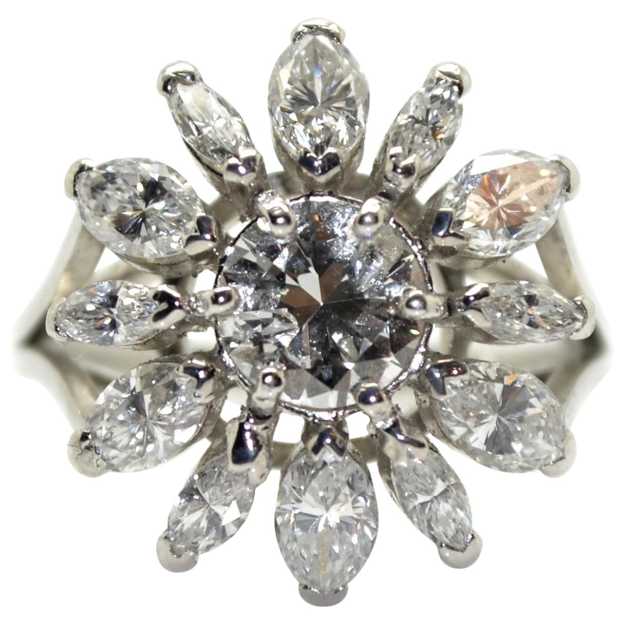 1.50 Carat Diamonds 18 Karat White Gold Engagement Ring For Sale