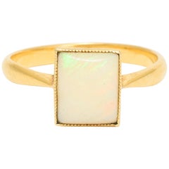 Antique Edwardian Rectangular Opal Cabochon Ring