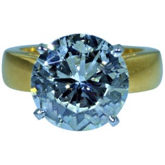 GIA Graded 5.89 Carat Round Brilliant Cut Diamonds J SI1 in Solitaire Mounting