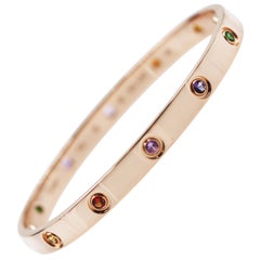 Cartier 18 Karat Rose Gold Love Bracelet, Sapphires, Garnets, Amethysts