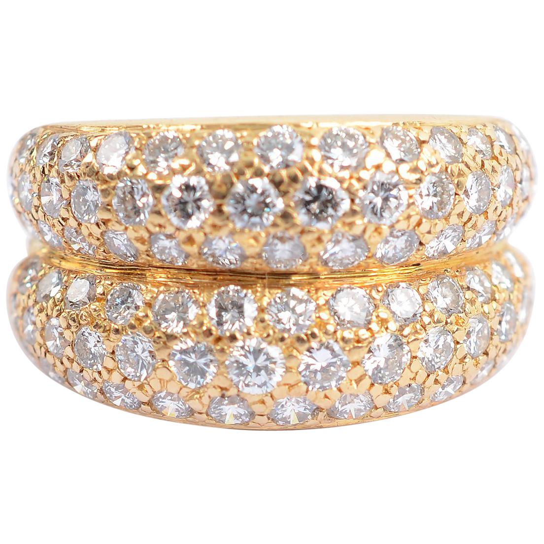 Cartier Double Gold Band Ring with Diamonds