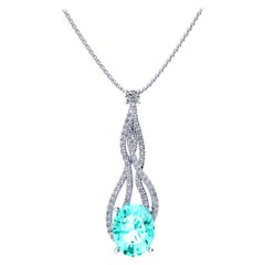 AGL Certified 2.11 Carat Paraiba Tourmaline Diamonds 18 Karat White Gold Pendant