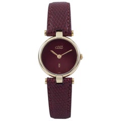 Must de Cartier Vermiel Round Quartz Watch with Original Burgundy Dial and Band