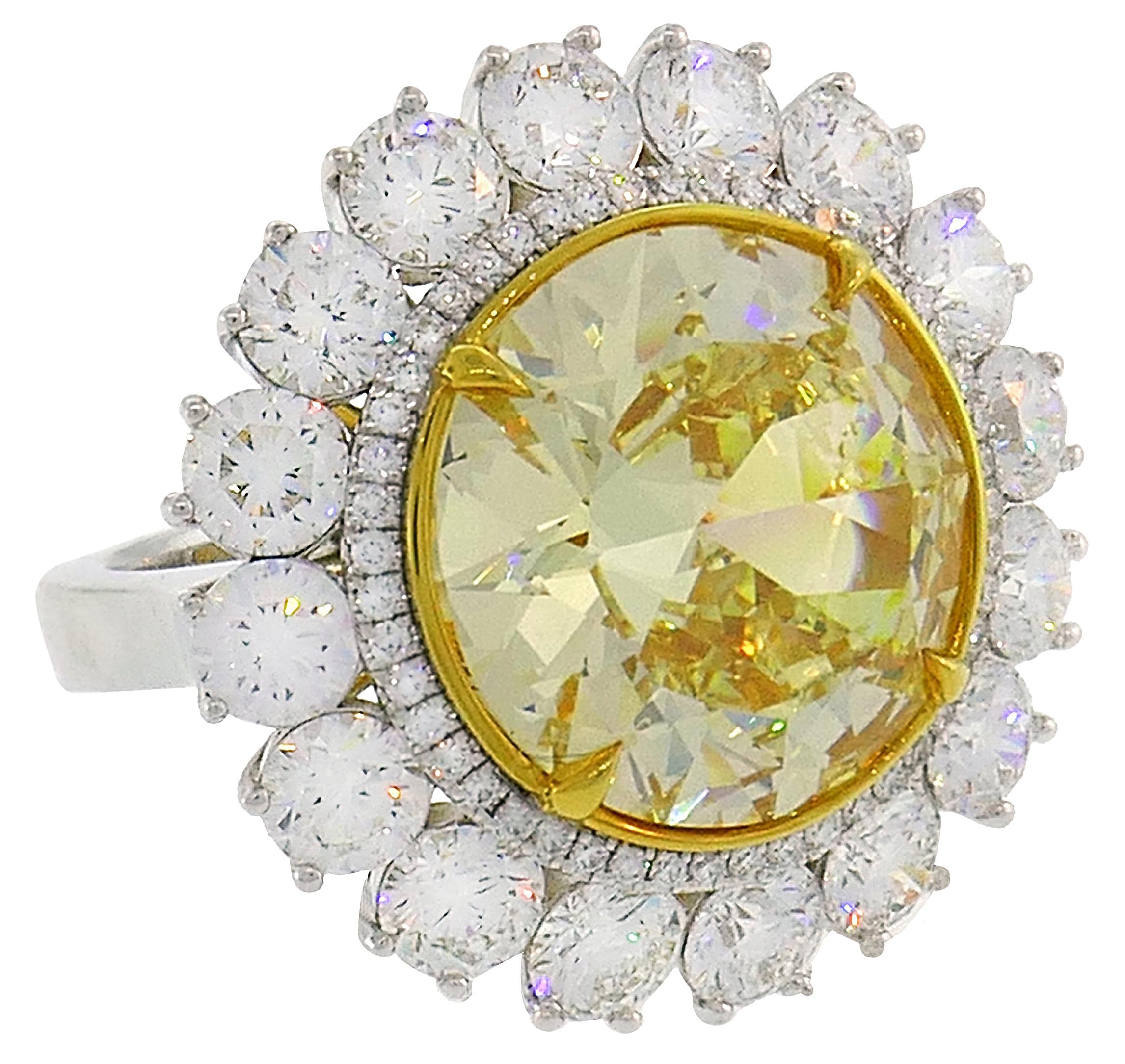 Fancy Intense Yellow Diamond White Gold Ring 10.04 Carat VS2 GIA