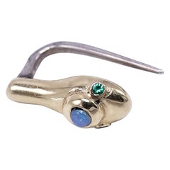 Snake Earring Opal Emerald Gold Silver Victorian Style J Dauphin