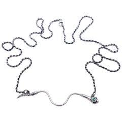 Emerald White Diamond Snake Necklace  Silver J Dauphin