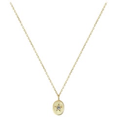 Sweet Pea 18k Yellow Gold Necklace with Oval Diamond Set Star Pendant