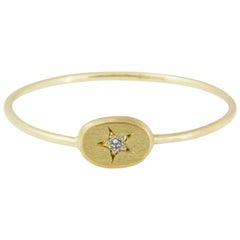 Sweet Pea 18k Yellow Gold Oval Ring with Diamond Set Star