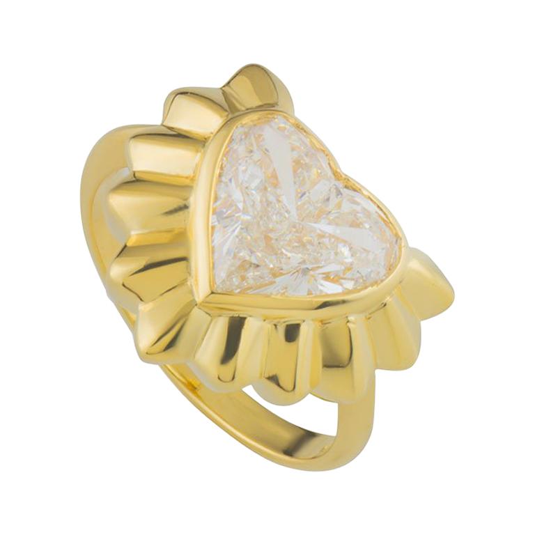 Certified Garrard Yellow Gold Heart Diamond Ring 2.68 Carat