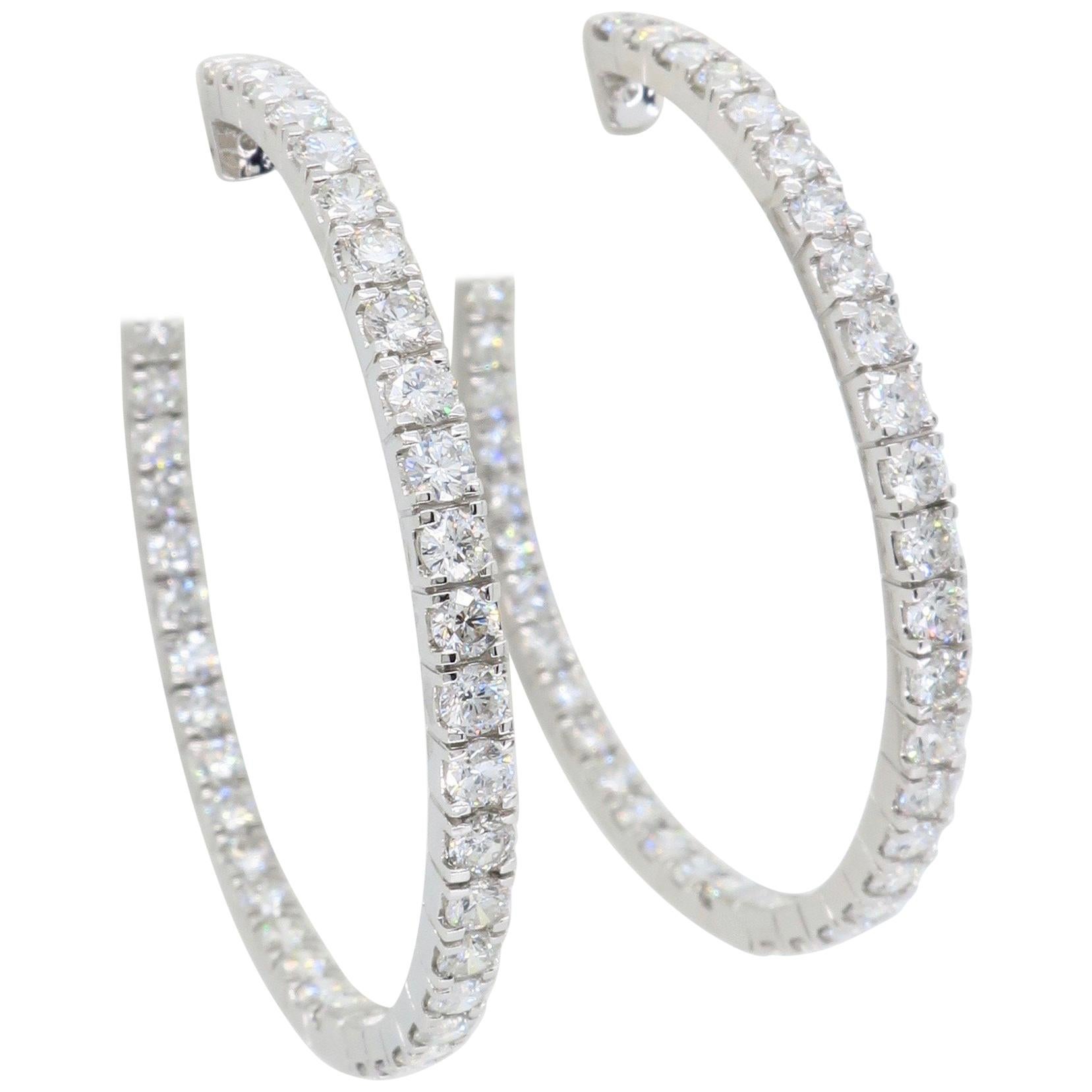 5.70 Carat Inside Out Diamond Hoop Earrings