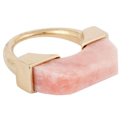 Pink Opal Yellow Gold Thin Ring