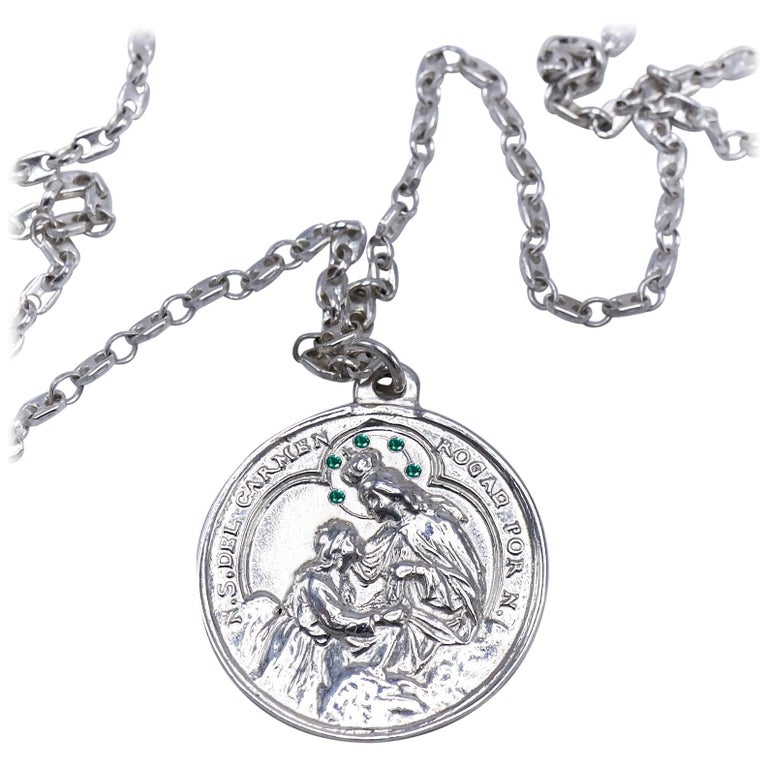 Medal Chain Necklace Miraculous Virgin Mary Emerald Silver J Dauphin For  Sale at 1stDibs | dbl how to get rare medals