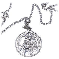 Iolite Medal Chain Necklace Miraculous Virgin Mary Silver J Dauphin