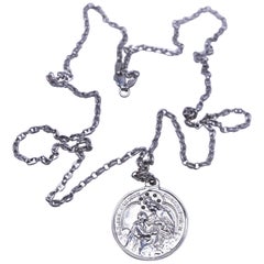 Collier à chaîne de médailles en diamant noir A Silver