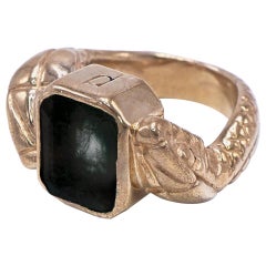 Bague fantaisie J DAUPHIN à double tête de serpent en onyx noir