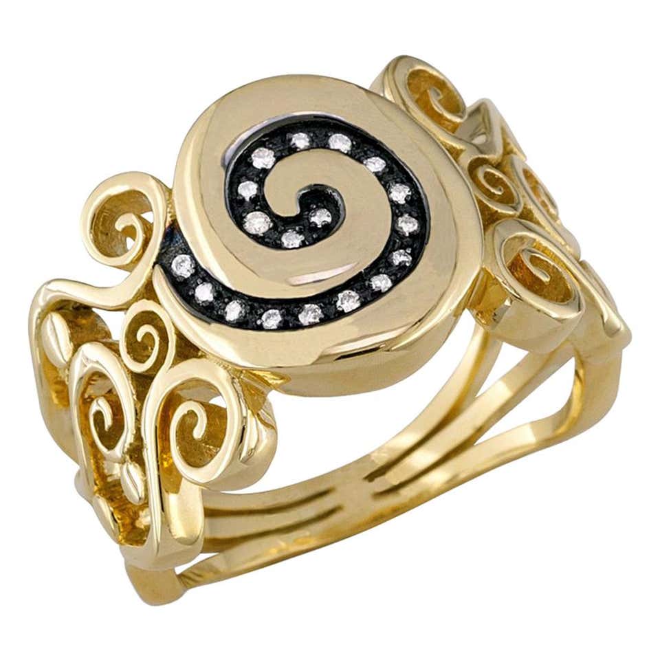 Greek Colours Rings Georgios Collections 18 Karat Yellow Gold Diamond Greek Key Eternity ...