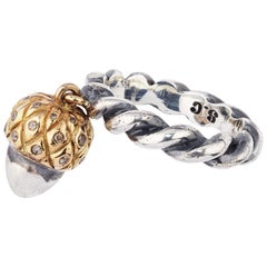 Sylvie Corbelin Limited Edition of a Silver Moving Acorn Ring 