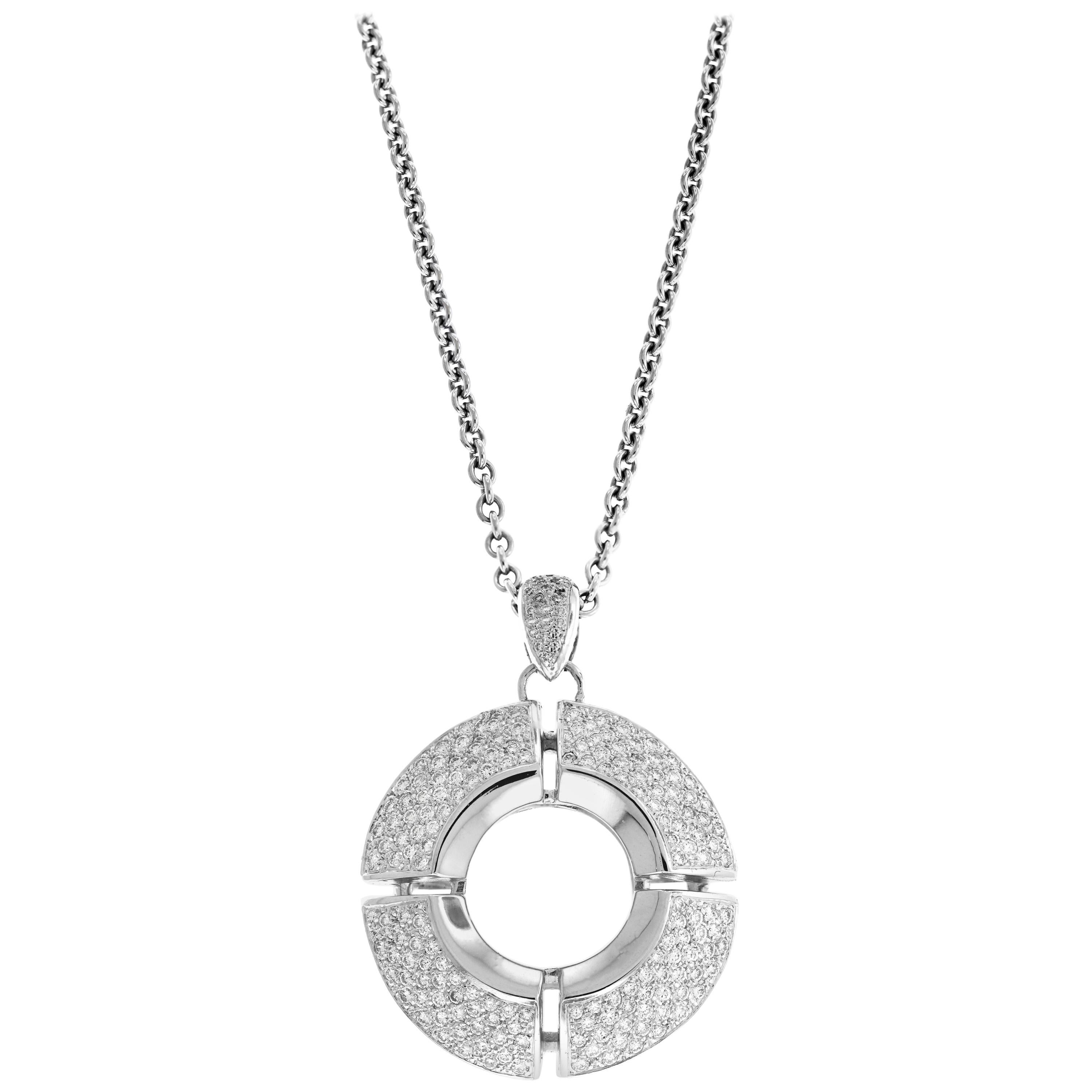 Antonini Platinum and White Gold Diamond Pendant Chain Necklace
