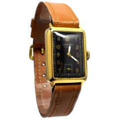 Vintage Art Deco 14 Karat Gold-Plated Gents Wristwatch by Junghans