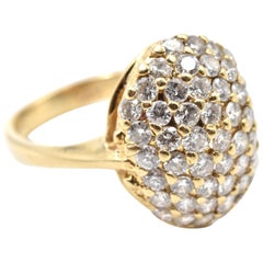1.30 Carat Diamond 18 Karat Yellow Gold Pave Egg Style Ring