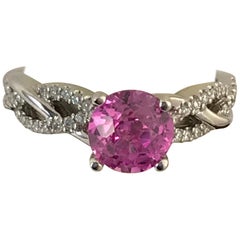 1.77 Carat Pink Sapphire Ring in 14 Karat White Gold