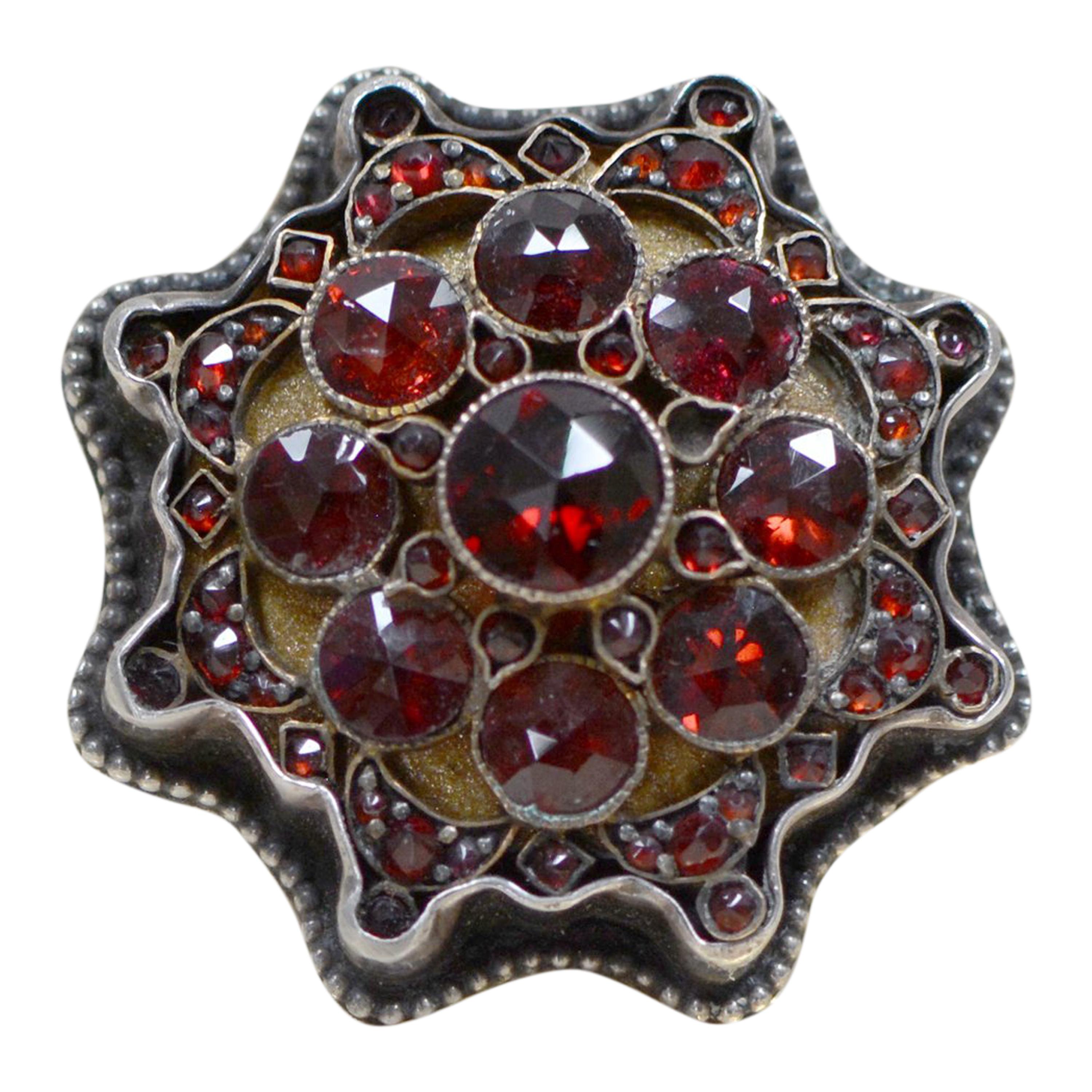Jill Garber Antique Victorian Style Rose Cut Bohemian Garnet Starburst Ring