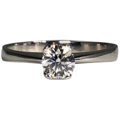 Solitaire Diamond Engagement Ring 18 Karat Gold .33 Carat G Color VS Clarity