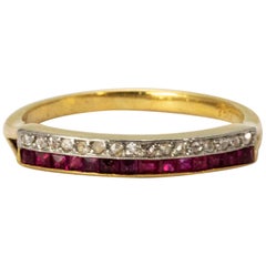 Antique Art Deco Ruby and Diamond Half Eternity Band