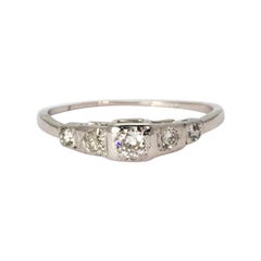 Art Deco 18 Karat White Gold Diamond Five Stone Ring Art Deco 18 Karat White Gold Diamond Five Stone Ring