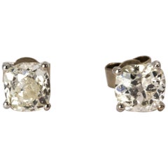 Art Deco Certified 1.9 Carat Diamond Stud Earrings