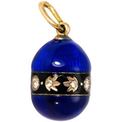 Antique Victorial Royal Blue Enamel Egg